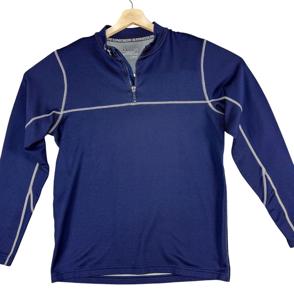 Under Armour ColdGear Shirt Mens‎ Large Blue Quarter Zip Pullover Athletic Gym